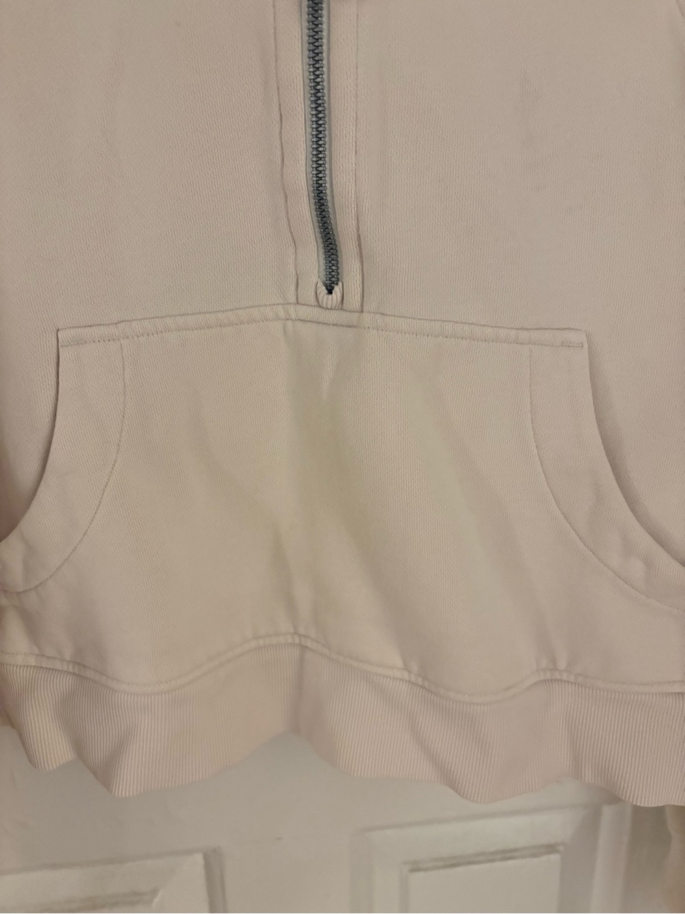 lululemon athletica Cream Half-Zip Kangaroo Pocket Sweatshirt